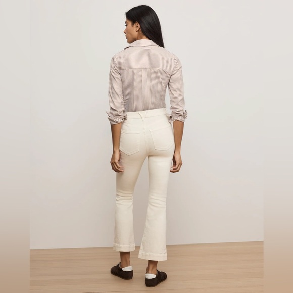 Veronica Beard Carson High-Rise Ankle Flare Jeans Ecru Women's NWT - Picture 15 of 16